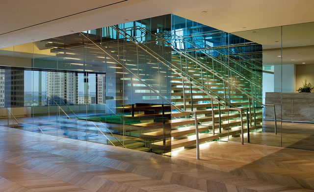 glass stair blue-green gradient