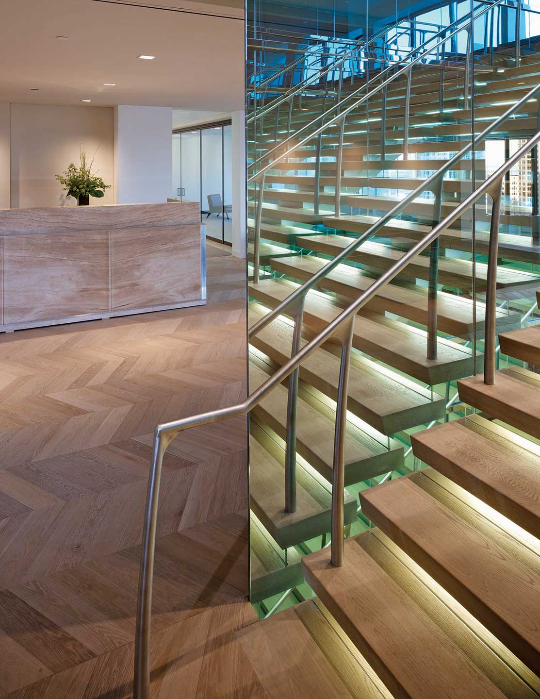 reception desk and stair