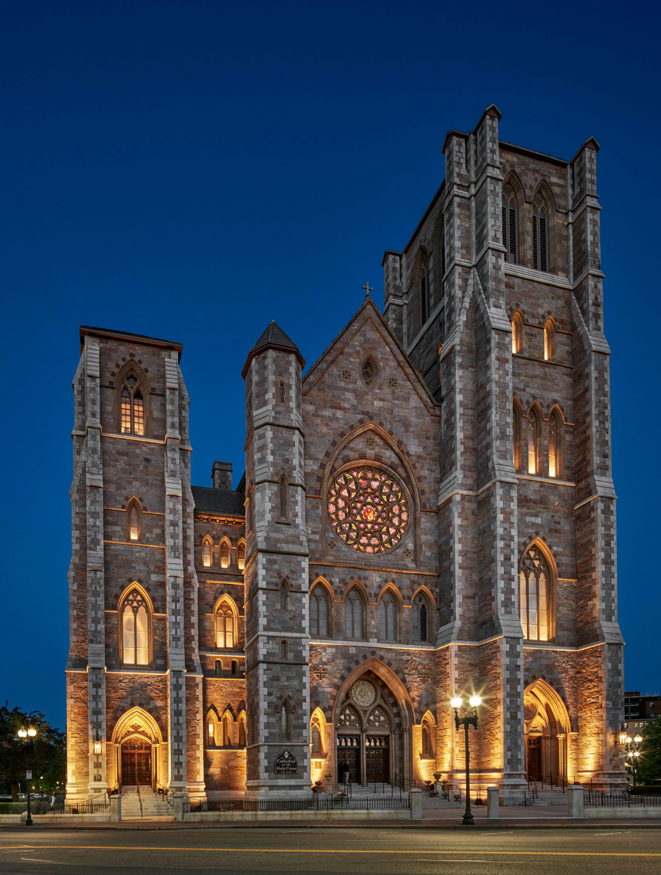 Cathedral of the Holy Cross evening exterior