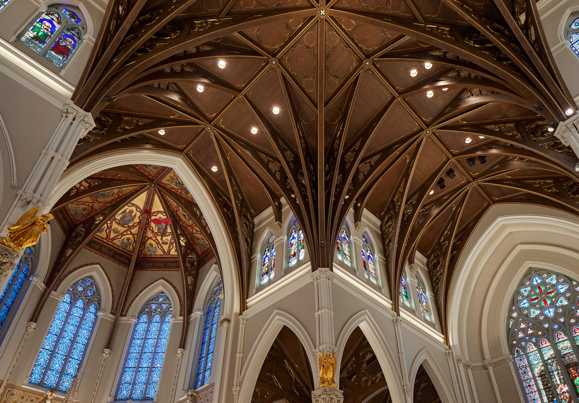 Ceiling trusses and Apse at Cathedral of the Holy Cross