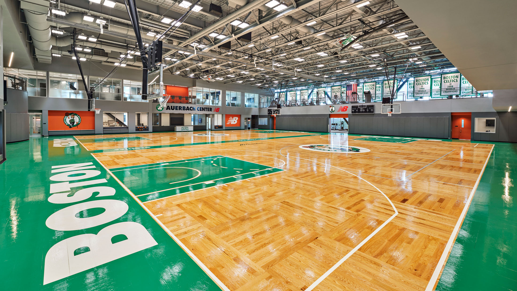 practice courts at Celtics' practice facility