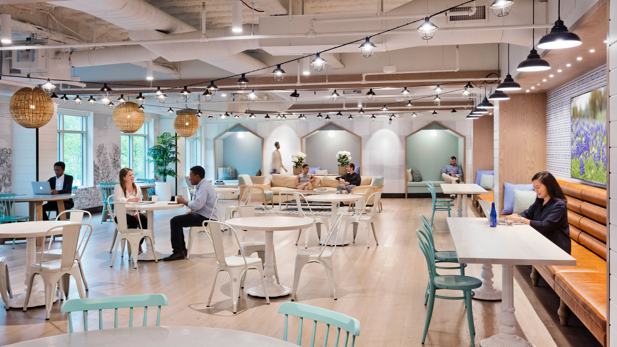 Employee cafe with comfortable seating
