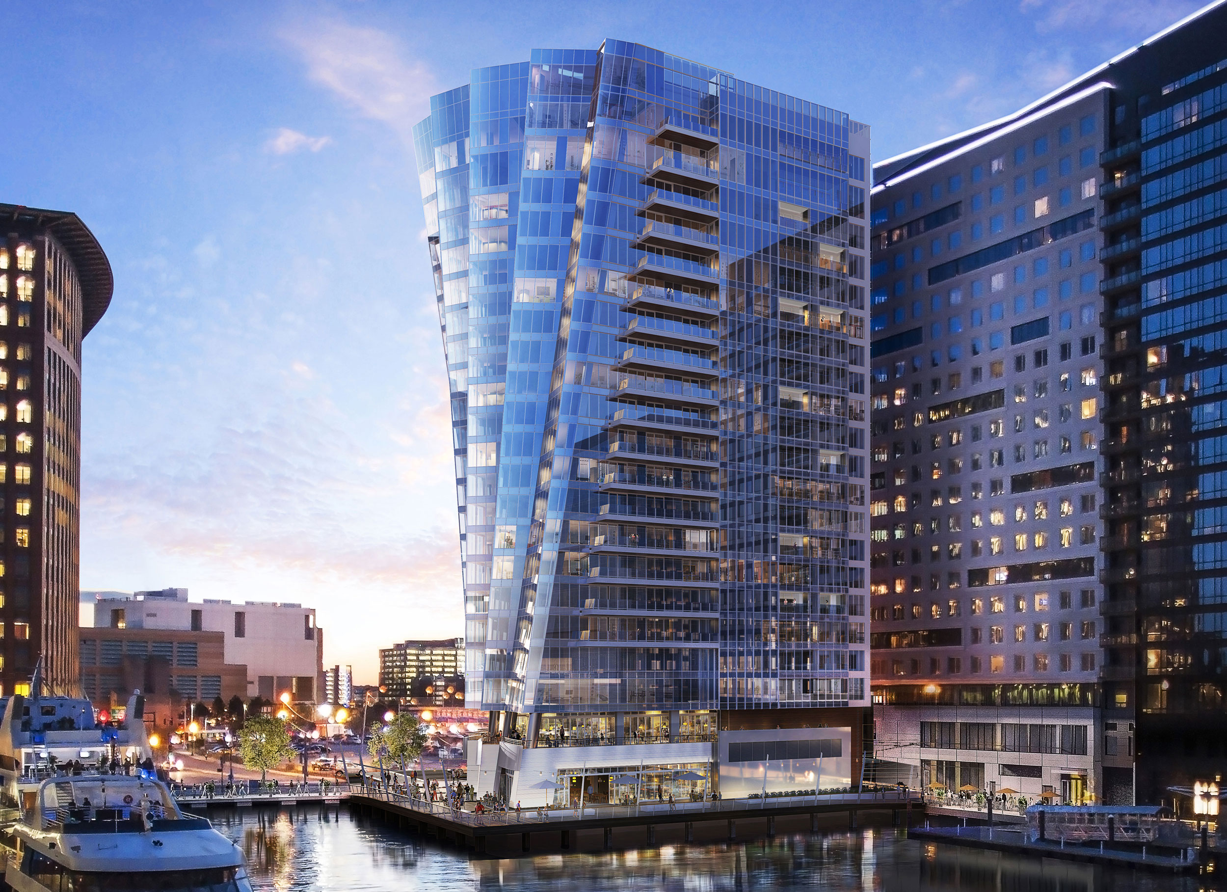 Waterfront view of the St. Regis Residency, Boston