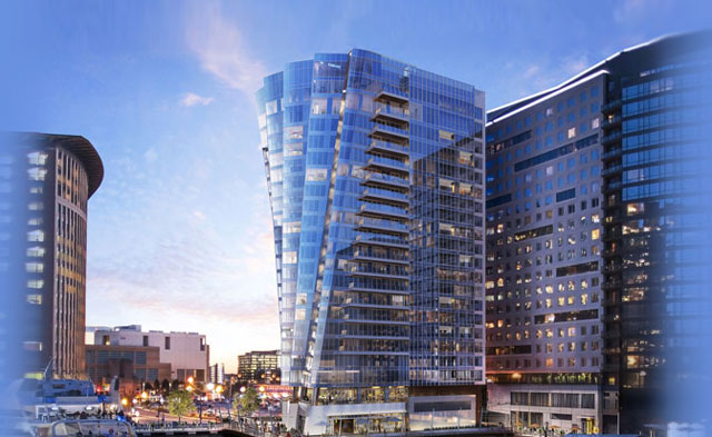 View of St. Regis Residences, Boston, from Boston Harbor