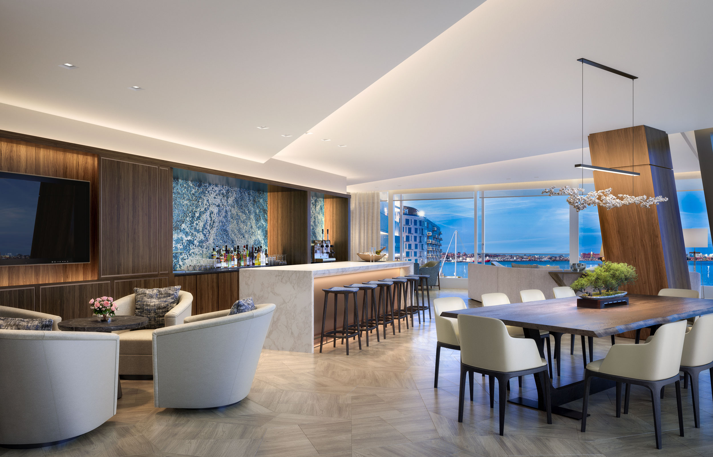 Amenity Loung at the St. Regis Residences, Boston